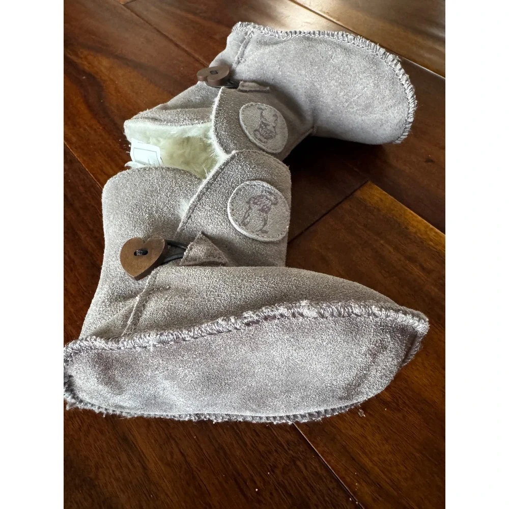 Lupilu Leather Suede Baby Boots Kids Size 18/19 Grey Excellent Wool Blend Lining